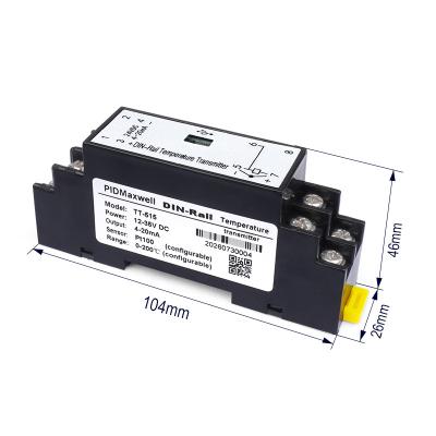 Transmissor de temperatura para trilho DIN 4-20mA universal RTD PT100 termopar configurável por PC/App